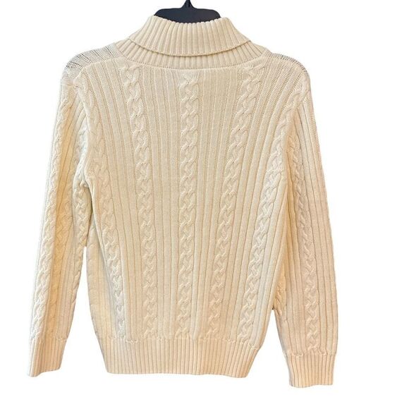 Gymboree Girls Sz 7-8 Beige Chunky Knit Collar Cape Cod Long Sleeve Sweater - Picture 4 of 6